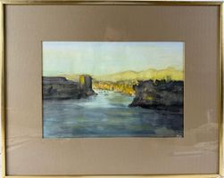 Grosse Aquarell Rheinfall FH Signiert