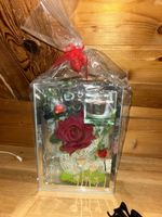 Romantische Tischdeko/Gesteck mit Rose und Kerze, neu!