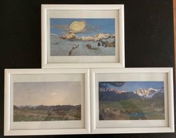 3 Kunstreproduktionen Giovanni Segantini gerahmt