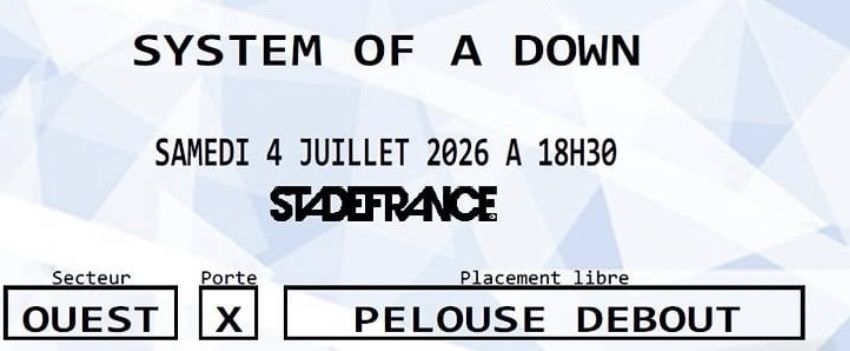 Biglietti: Concert System of a Down – Nuovo e nell'imballaggio originale da Renens VD venduto da fab_z77h