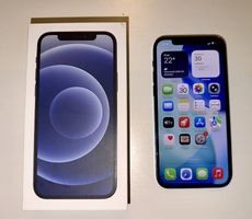 iPhone 12 64 GB schwarz, mit OVP und Lederhülle