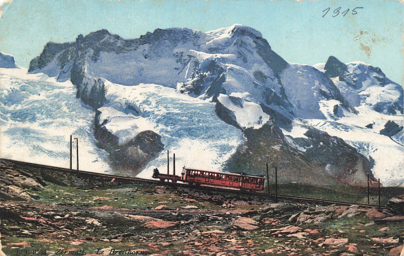Cartoline postali: Zermatt le breithorn Spielzeug Eisenbahn – Usato da Biasca venduto da Blenio71
