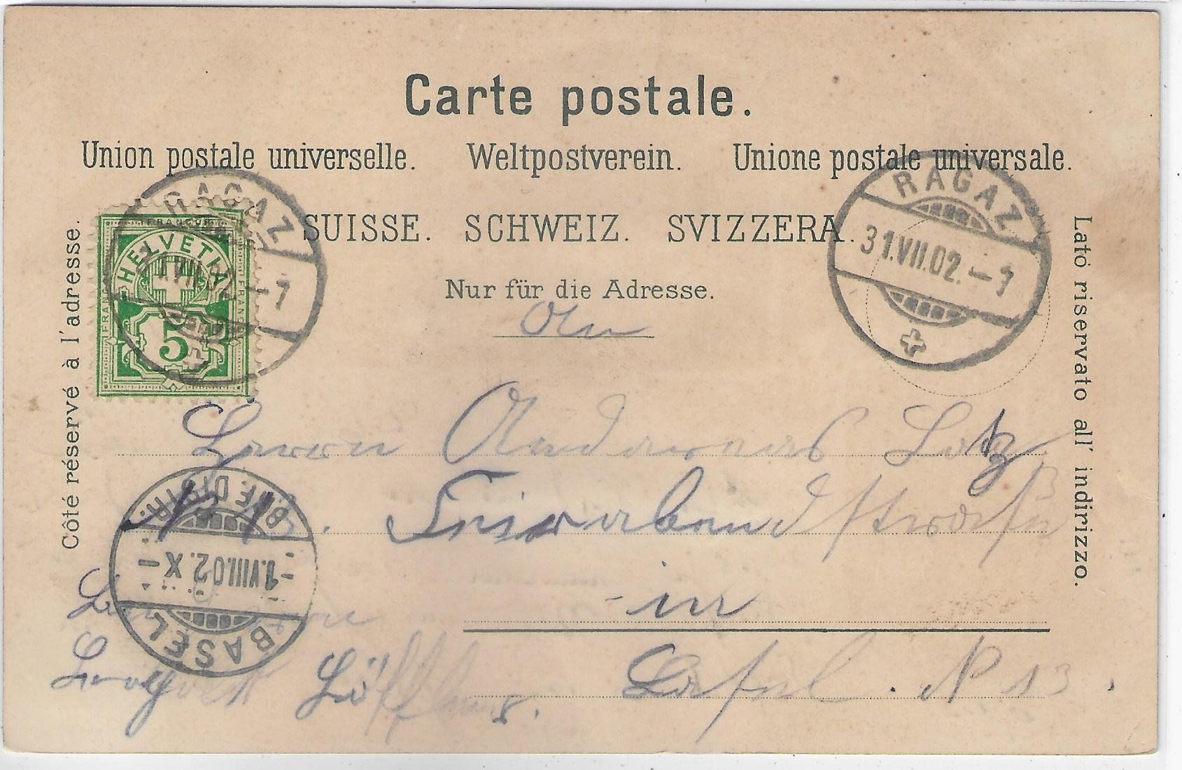 Cartoline postali: Gruss aus Ragaz - farbige Litho – Usato da Ettingen venduto da Kartenplanet 1