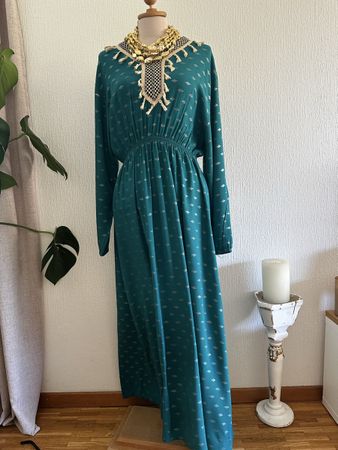 Robe Caftan longue verte imprimée JIMSTYLE XXL état neuf