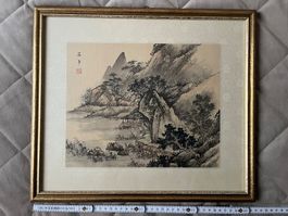 Asiatisches Landschaftsbild mit Rahmen – chinesischer/Japani