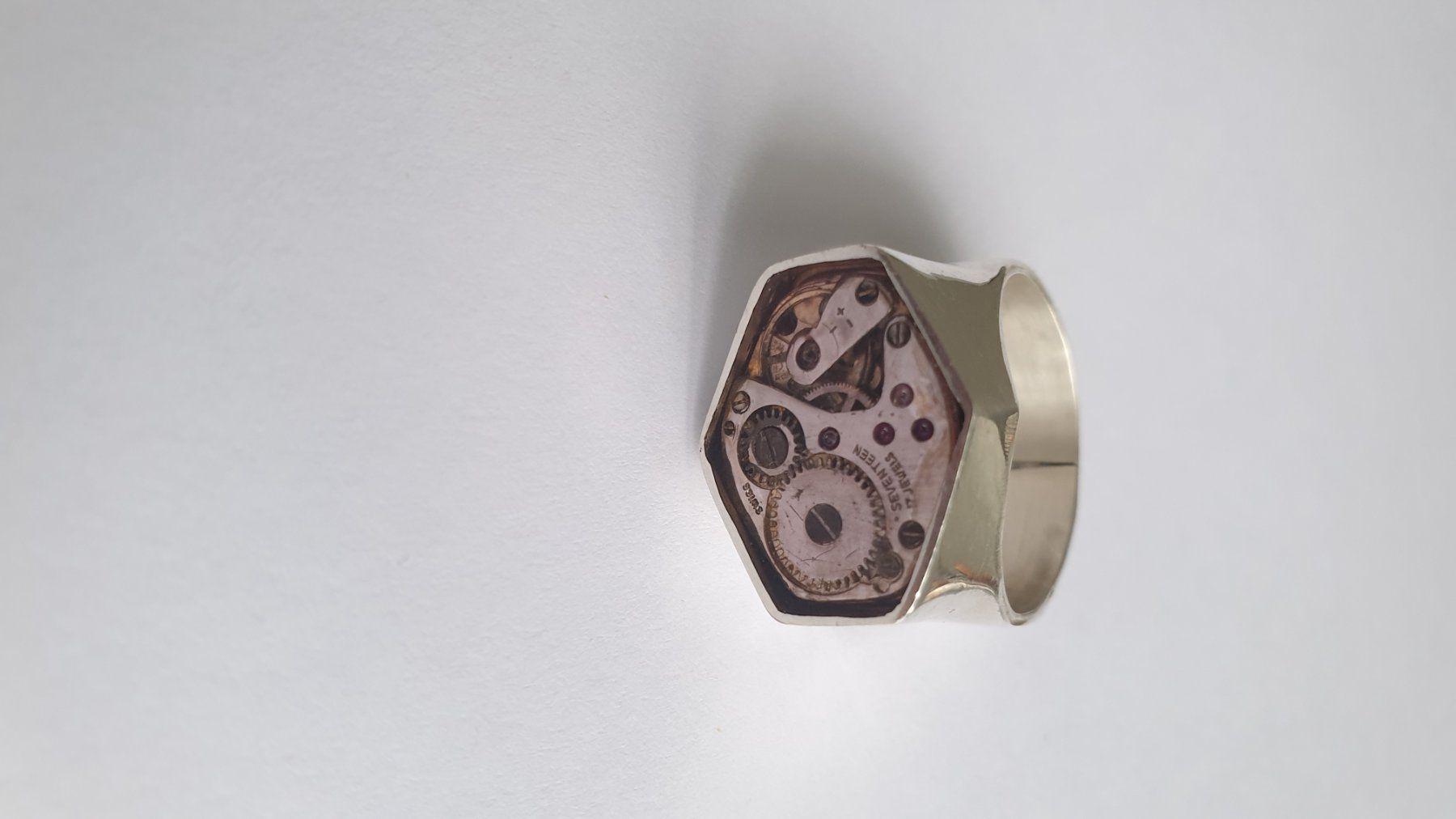 Anelli: Silberring mit mechanischen Uhrwerk hand made – Usato da Wettingen venduto da Hc41