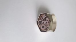Silberring mit mechanischen Uhrwerk hand made
