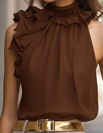 Balvessa Damen Top Bluse braun Grösse S