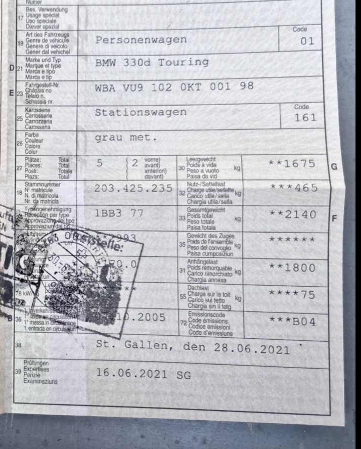 Tutti i ricambio: BMW 330d Touring – Usato da Oberriet SG venduto da Kraftrad 9