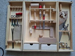 Werkzeugkasten Holz mit Werkzeugen gebraucht für Kinder