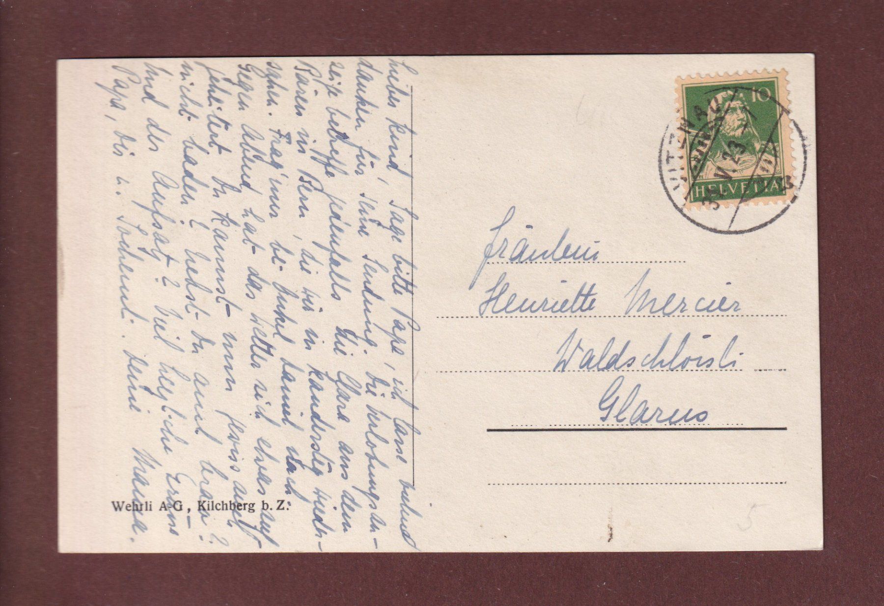 Cartoline postali: RÜTLIWIESE - 1923 – Usato da Pully venduto da nicecards 1