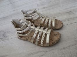 Sandalen goldfarben geflochten mit Reissverschluss Grösse 34