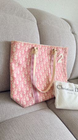 Dior Trotter Tasche rosa Canvas Leder guter Zustand