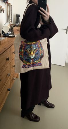 Sac en toile avec motif chat psychédélique-Unique!