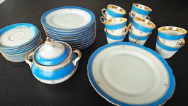 Carlsbad Porzellan Service, 32 teilig, Gold cobaltblau
