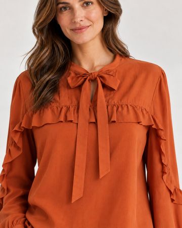 BOSS Bluse - Seide/BW - Gr. 38 - orange - TOP/neuwertig