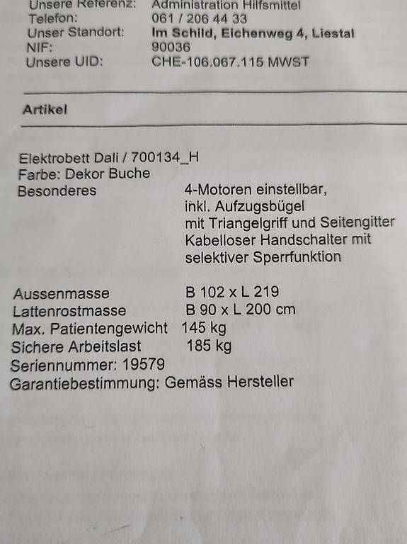 Lits: Burmeier Elektrobett / Pflegebett Dali 2024 – D'occasion à Pratteln par Cartonsducoeur_bl 9