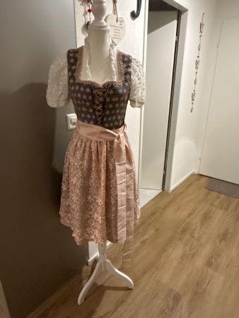 Dirndl grau/rosa mit Spitze Country Line Trachtenmode Gr.36