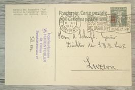 TR59 Carte Postale Suisse 1921 Avec surcharge 10 sur 7.1/2