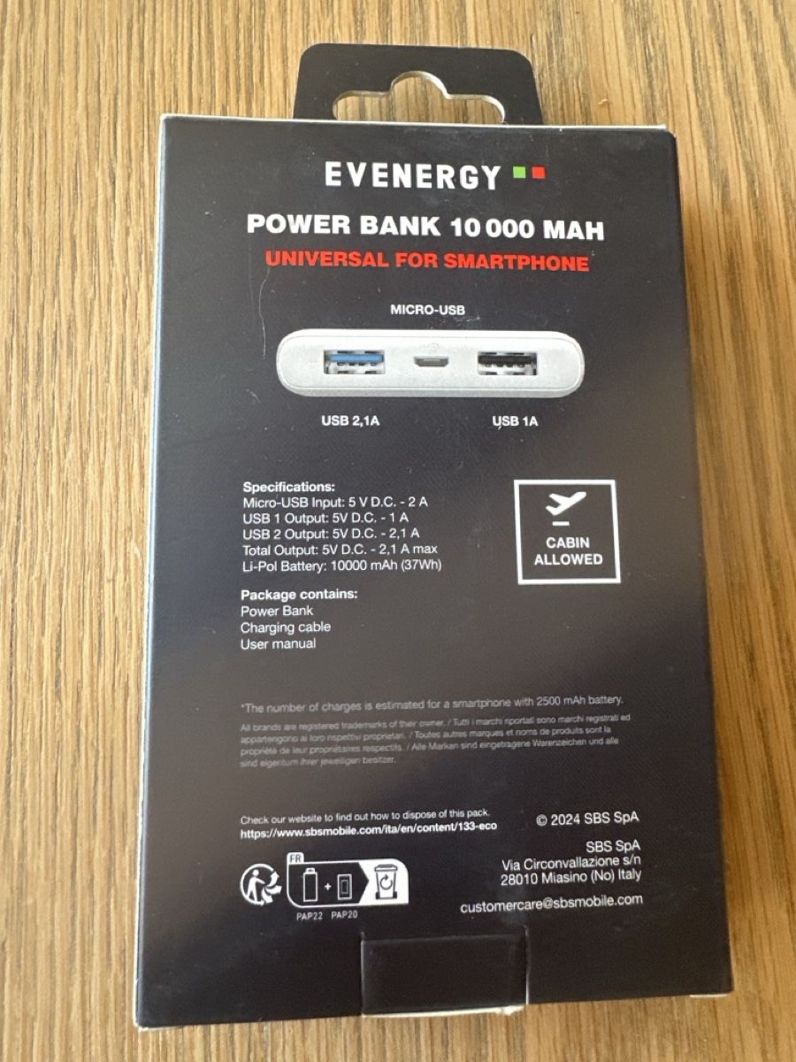 Batterie: Power bank evenergy 10000 MAH – Nuovo e nell'imballaggio originale da Bursins venduto da Vertigo2004 1