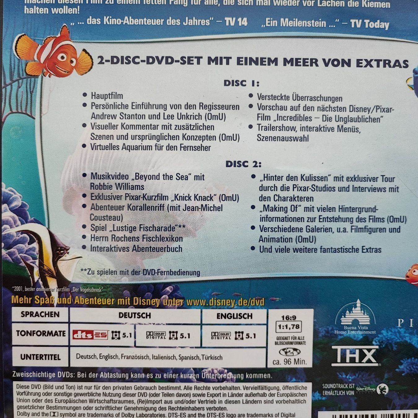 Tutti i DVDs: Findet Nemo – Usato da Dübendorf venduto da kb86_MOVIE 2