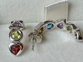 Ohrringe Multiedelsteine, Citrin, Granat, Peridot, S925, NEU