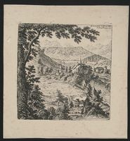Rheinfall Schloss Laufen  Kupferstich von Felix Meyer