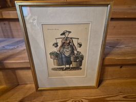 Antike Hamburger Tracht Tatenbergerin, gerahmt, Top!