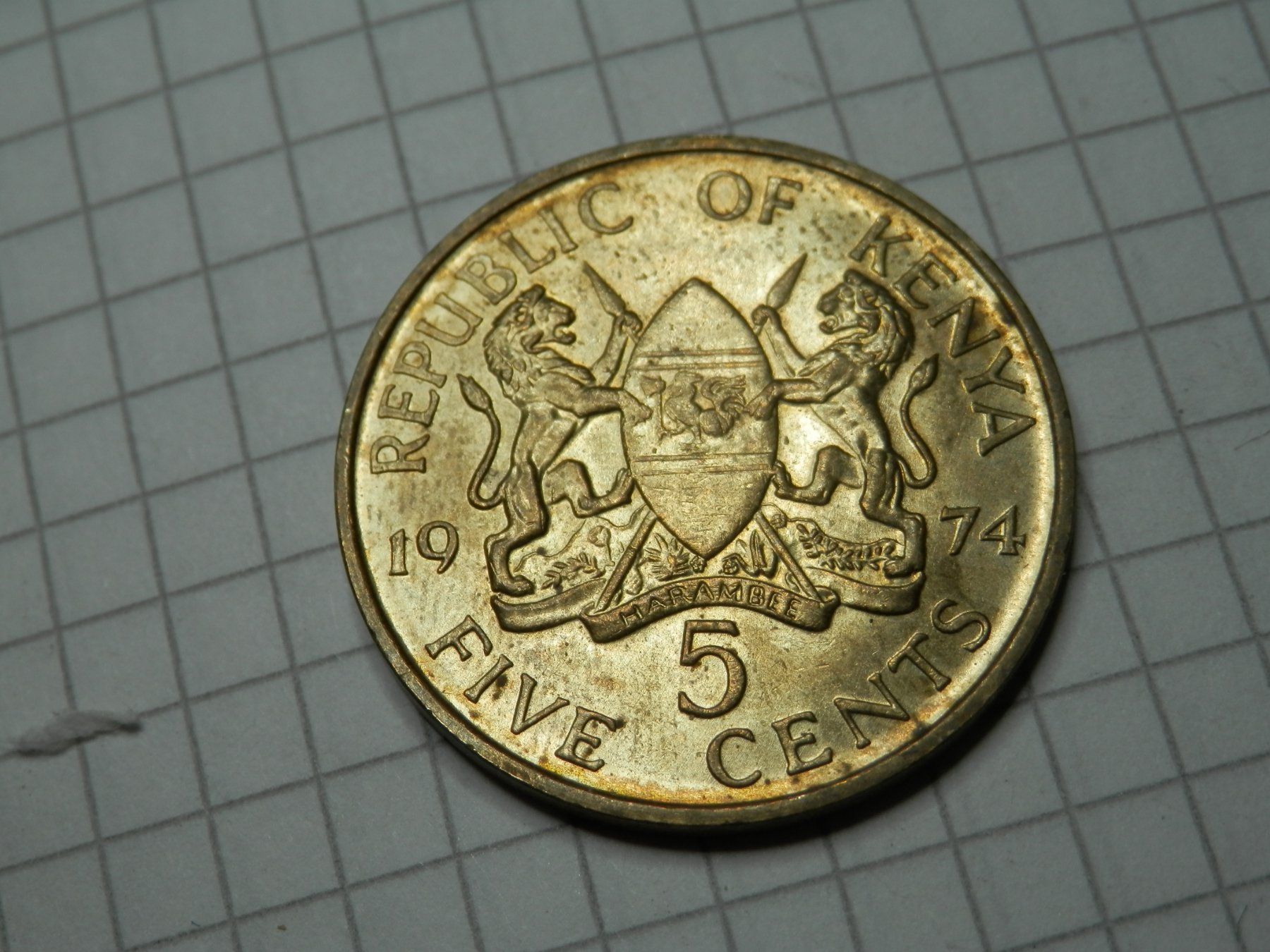Tutti le monete: Kenia  5 Cent, 1974 – Usato da Weiach venduto da weiach81 1