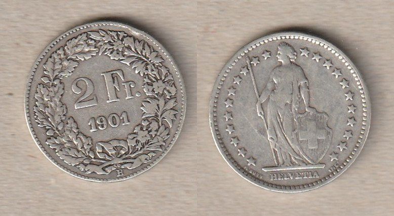 Tutti le monete: 2 Franken 1901, Auflage 50.000 – Usato da Allschwil venduto da Coinfreak