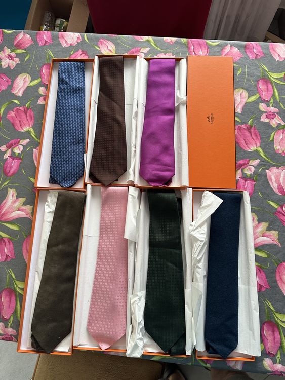 Cravate Vintage HERMÈS En Soie 100% - Marron Clair - Longueur 160 Cm
