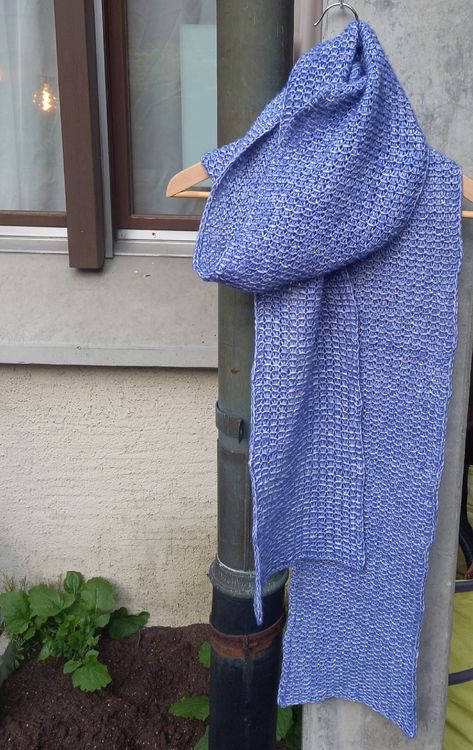 Strickschal Handarbeit - Baumwolle & Schurwolle, blau 1