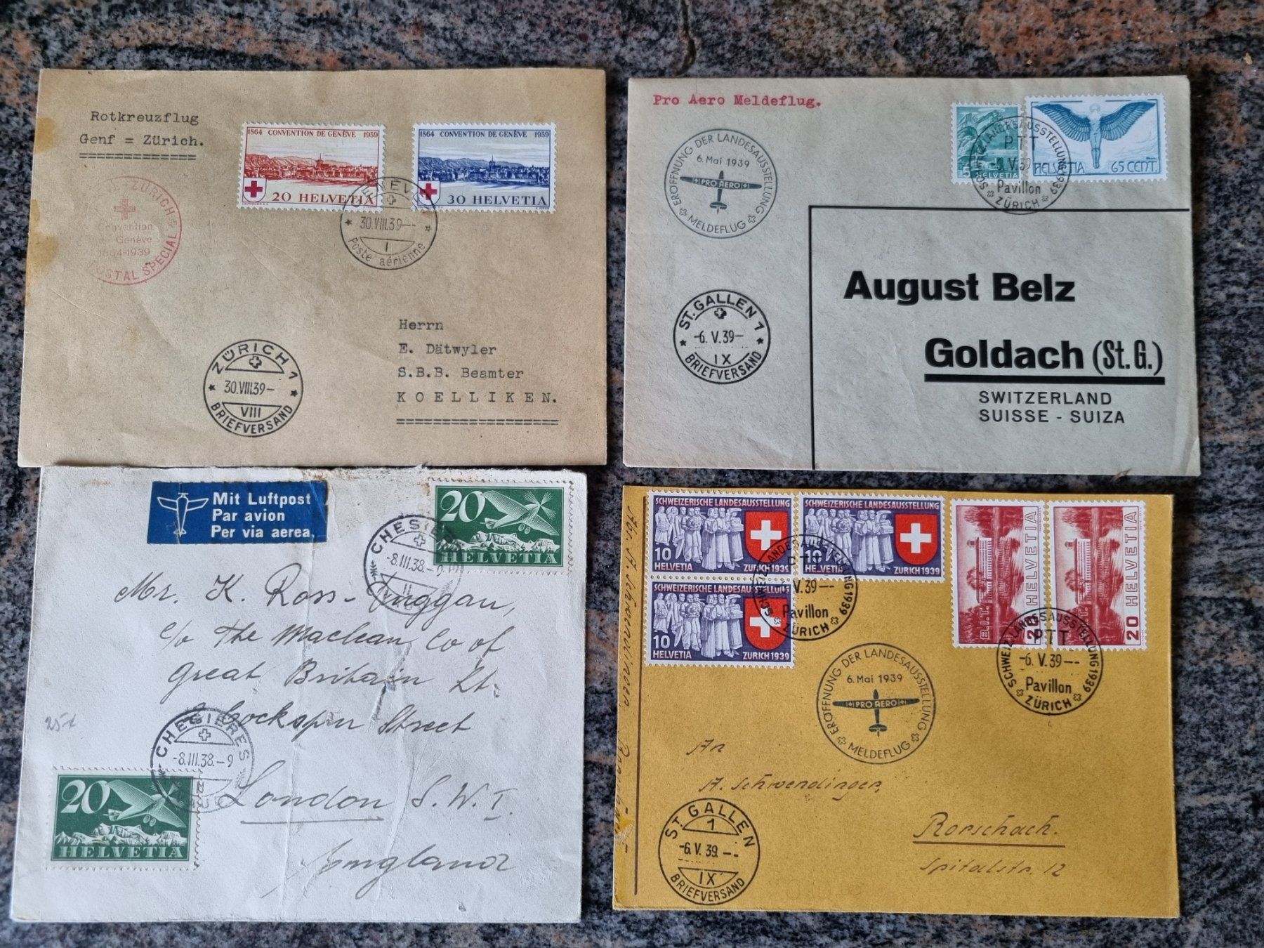 Tutti i francobolli: 8 CH Flugpost Briefe ab 1938 – Usato da Gümligen venduto da Geniusbuy 3