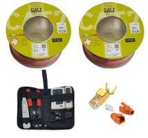 200m Cat7 Netzwerkkabel + 50x RJ45 Stecker + Werkzeugset
