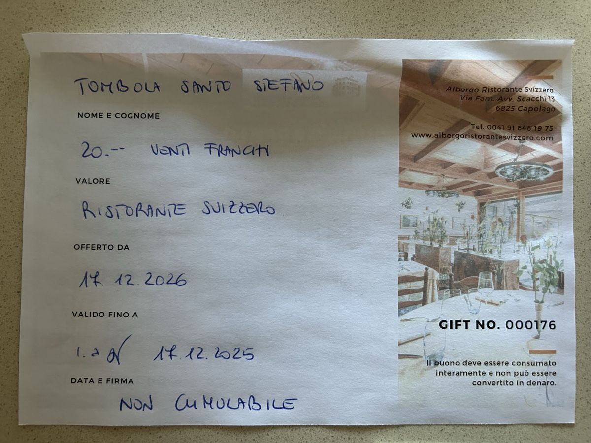 Buoni: Buono ristorante Svizzero Capolago – Nuovo e nell'imballaggio originale da Stabio venduto da van_5cry 1