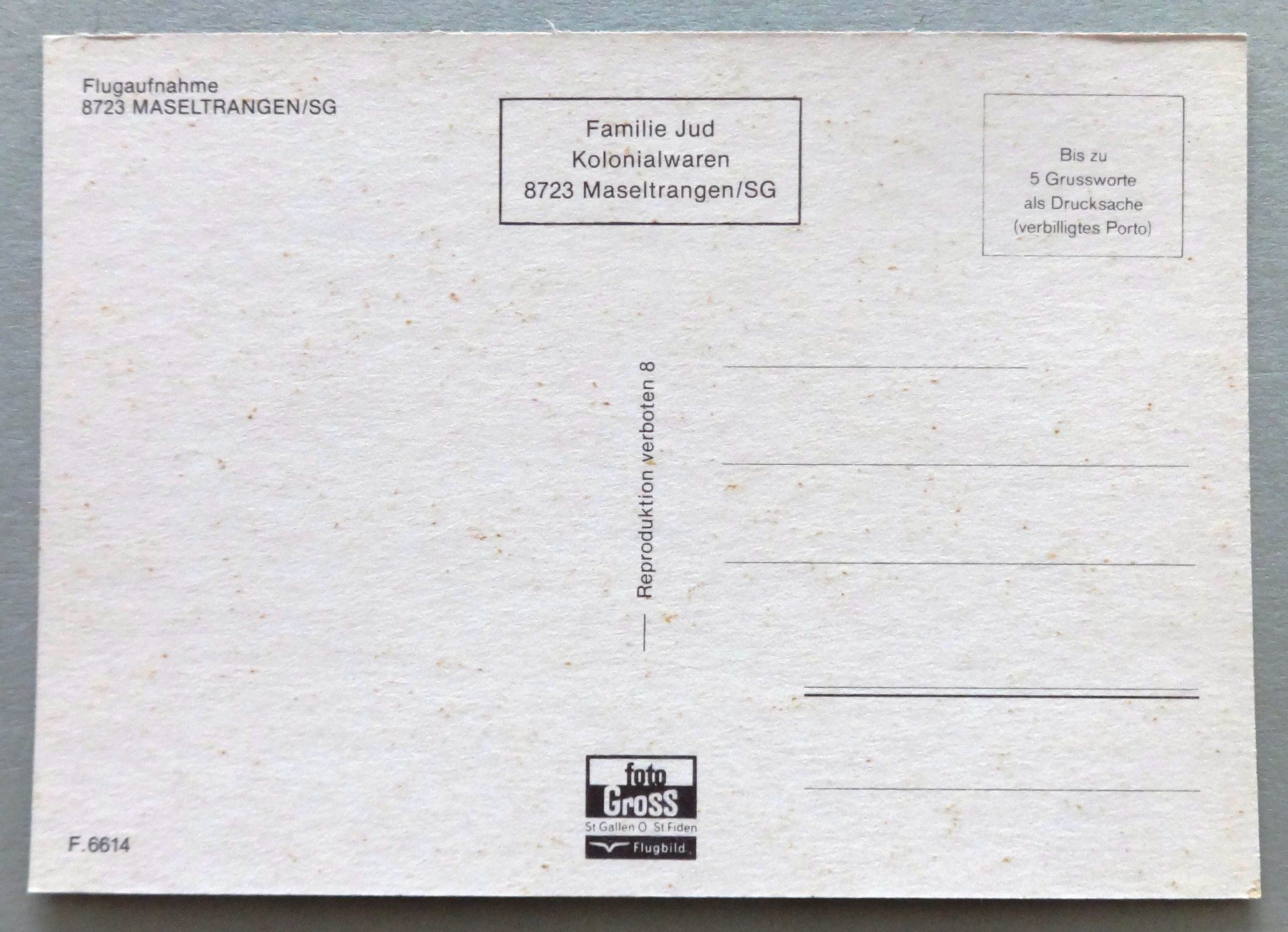 Cartoline postali: Flugaufnahme Maseltrangen/SG – Usato da Fétigny venduto da Billy2miny 1