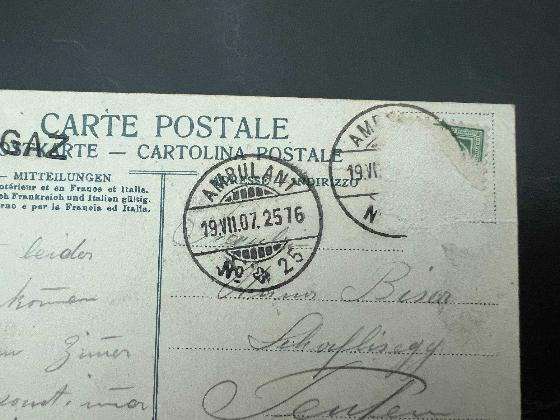Cartoline postali: AK  1907 Ragaz Wartenstein   (G3206) – Usato da Hinwil venduto da Sidi4 1