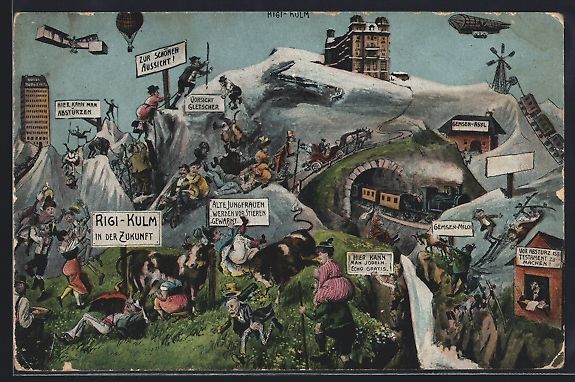 Foto & Poster: Rigi, Ortsansicht in der Zukunft, Munter – Usato da Berlin venduto da bartko-reher
