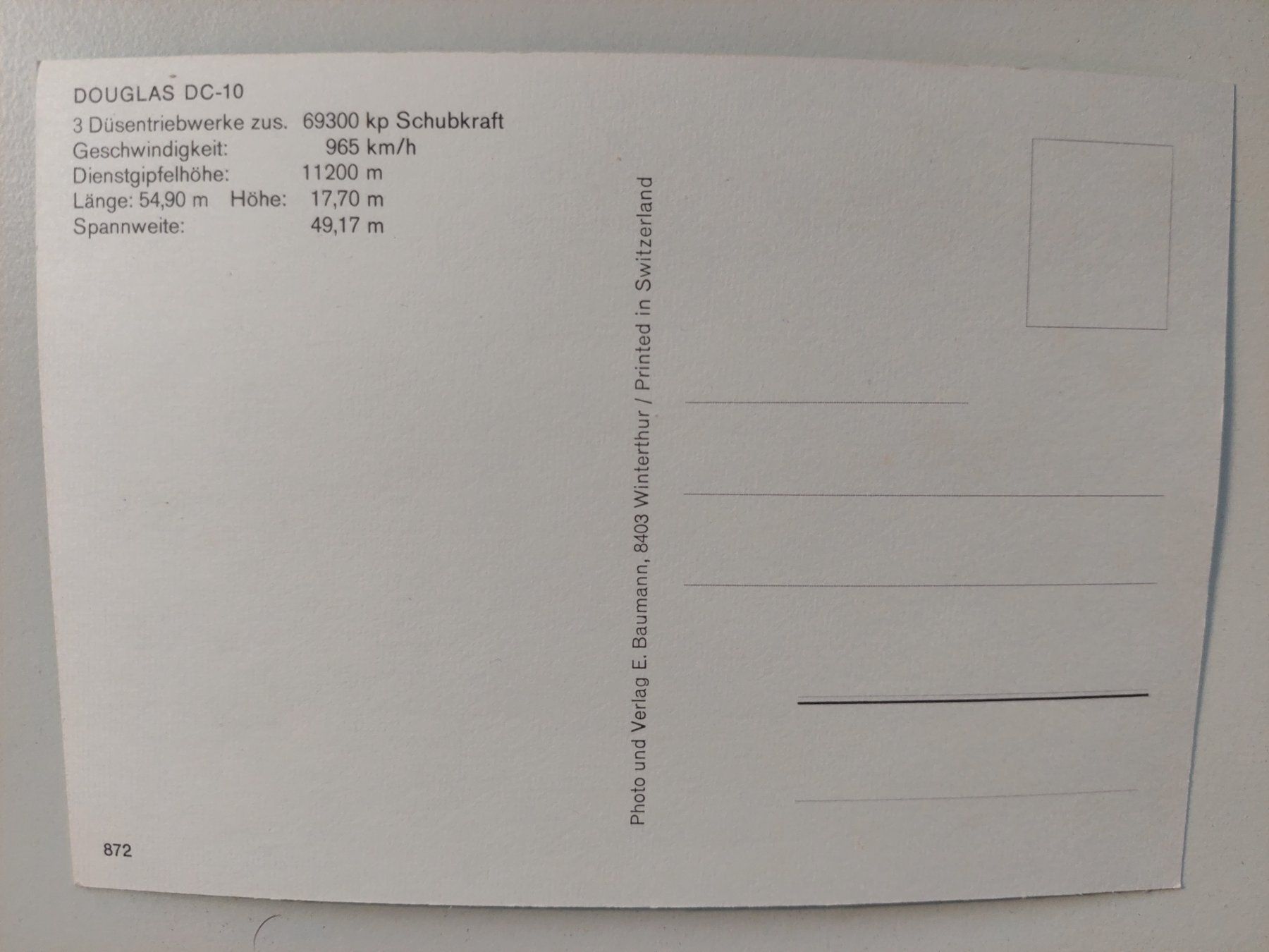 Cartoline postali: Ansichtskarte Douglas DC-10 Swissair – Nuovo (secondo la descrizione) da Wil SG venduto da ram_c5j2 1