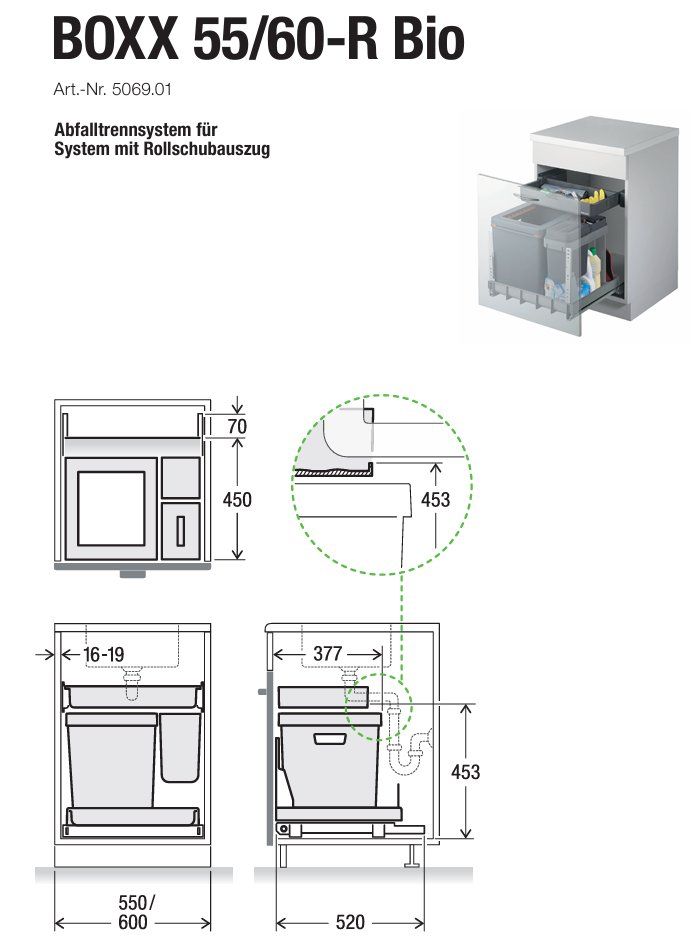 Müllex Abfalleimer: 065 Müllex Abfallsystem BOXX 55/60-R Bio – Neu (gemäss Beschreibung) aus Derendingen von Meisterstuecke 2