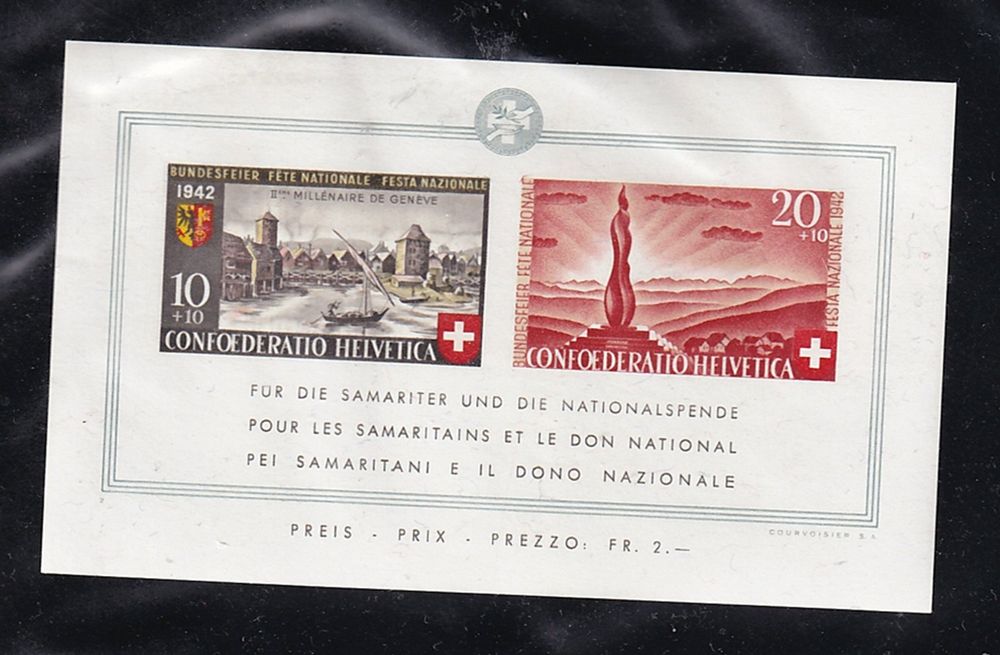 Suisse bloc-feuillet de timbres N°44 Pro Patria neuf
