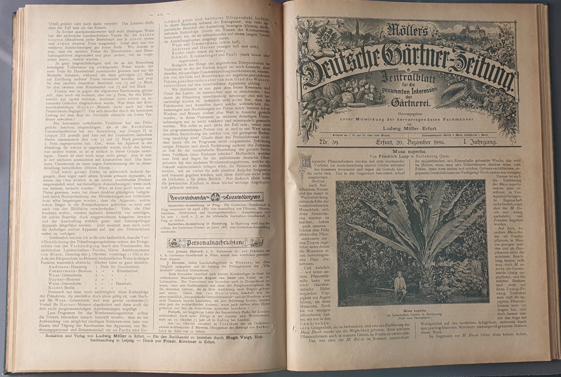 Bücher: Deutsche Gärtner-zeitung 1886+87, Top – Gebraucht aus Kreuzlingen von Rschweiz1 6