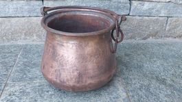 Antiker Kupfertopf, Kupferkessel, ca. 27 cm Durchmesser