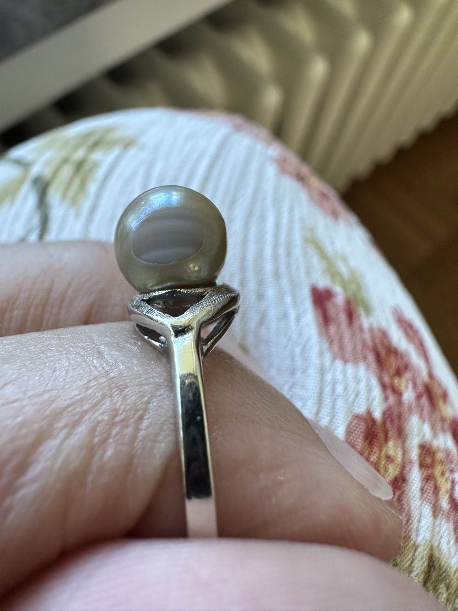 Anelli: Perlenring mit Diamant 14k Weissgold – Usato da Baden venduto da Marytumby 7