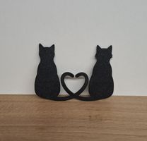 Katzen Deko-Objekt mit Herz, Geschenk, Katze