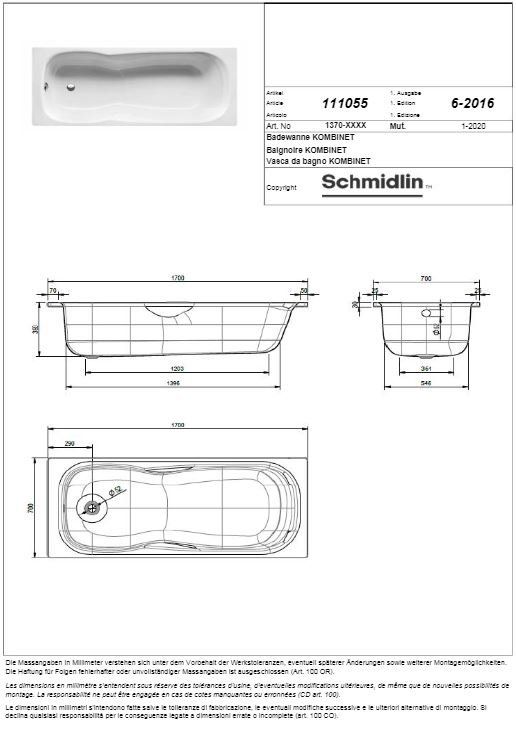 Badewannenüberwurf "Anja" 70x170 Cm – Höhenverstellbar, Kürzbar, Mit Seitlicher Falttür, Weiß, Aus PVC