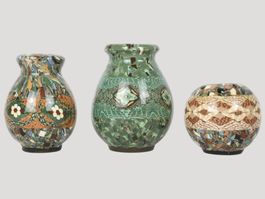 Gerbino Vallauris Collection of 3 mozaic ceramic vases