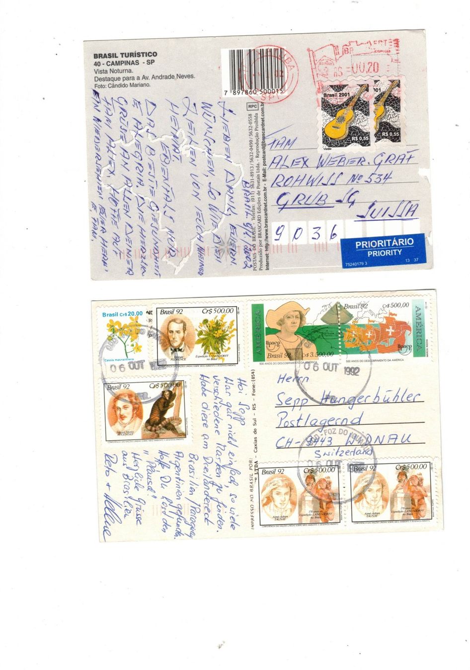 Tutti i francobolli: Südamerika Brasilien Briefmarken Bedarfsriefe Ansichtskarten – Usato da Widnau venduto da Seppl480
