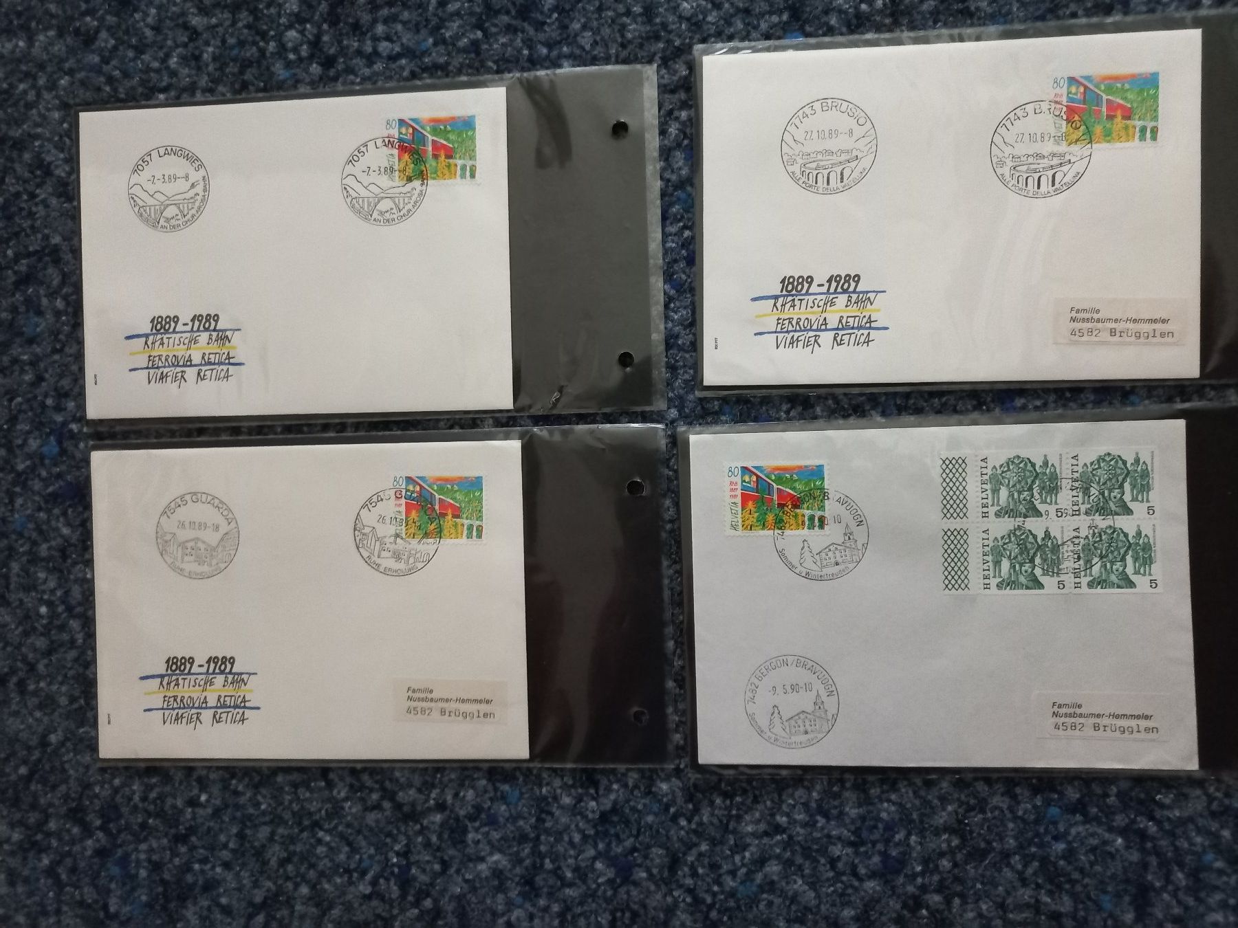 Alle Briefmarken: 100 Jahre Rätische Bahn 8 Briefe – Gebraucht aus Brügglen von hokuspokus04 1