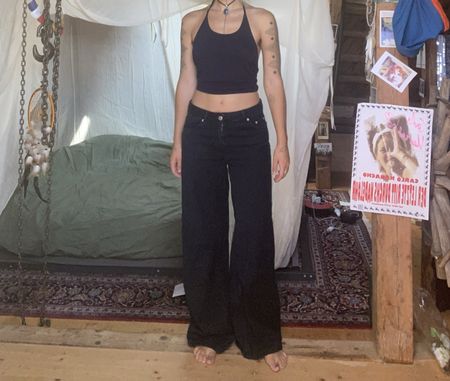 Baggy wide leg Jeans dunkel blau
